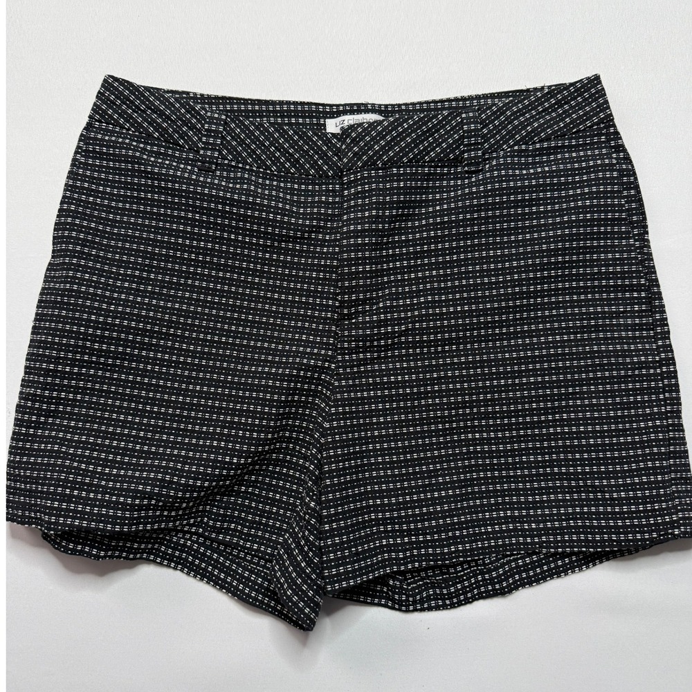 Liz Claiborne Shorts Career Black White‎ Woven Pockets Petite 4P